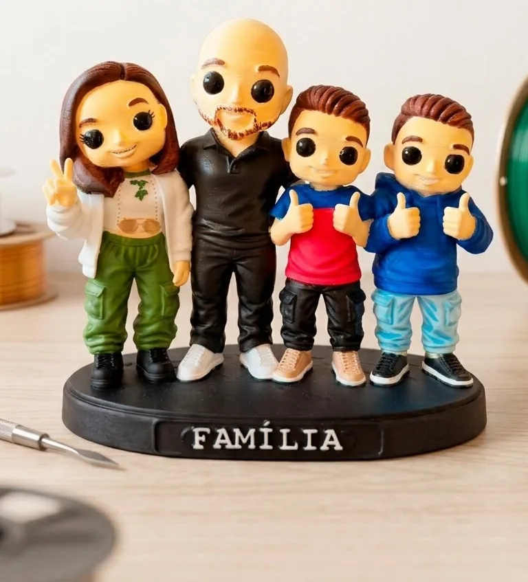 Miniaturas de uma família com quatro pessoas